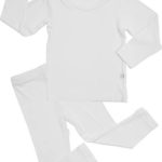 AVAUMA Baby Boy Girl Long Sleeve Ribbed Pajamas Set Snug-Fit Fall Winter Pjs Sleepwear Kids Toddler (S/White)