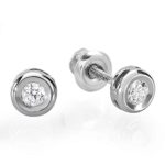 Dazzlingrock Collection 0.15 Carat (ctw) 14K Bezel Stud Earrings, White Gold