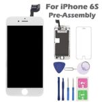 Screen Replacement for iPhone 6s White, Fully Pre-Assembled LCD Display and Touch Screen Digitizer Replacement with Proximity Sensor, Earspeaker and Front Camera, Repair Tools and Screen Protector