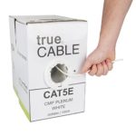 Cat5e Plenum (CMP), 1000ft, White, 24AWG 4 Pair Solid Bare Copper, 350MHz, ETL Listed, Unshielded Twisted Pair (UTP), Bulk Ethernet Cable, trueCABLE