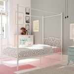 DHP Canopy Bed with Sturdy Bed Frame, Metal, Twin Size – White
