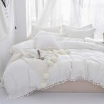 Softta Duvet Cover Full 3 Pcs Bohemian Duvet Covers Tassel and Ruffle White Girls Bedding 100% Washed Cotton with Zipper Close & Corner Ties