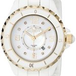 Akribos XXIV Women’s AK485WTG-N Gold-Tone Watch with White Ceramic Bracelet