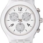 Swatch Elesilver White Dial Mens Chronograph Silicone Watch SVCK1007