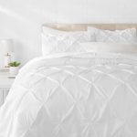AmazonBasics Pinch Pleat Comforter Bedding Set, King, Bright White