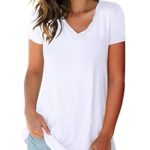 Womens Short Sleeve T-Shirts Basic Summer Comfy Casual Tops White M