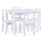 Tot Tutors TC307 Carter Collection Kids Wood Table & 4 Chair Set, White