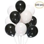 12 Inch White Black Balloons,100 pcs 12″Latex Balloons for Party Decoration Birthday Wedding Photo Shoot Event Graduation Party Christmas Baby Party 2.8 g/pc