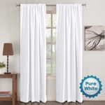 Window Treatment Curtains Insulated Thermal White Curtains Blackout Back tab/Rod- Pocket Room Darkening Curtains, Pure White, Solid Curtains for Living Room, 52″ W x 96″ L inch (Set of 2 Panels)