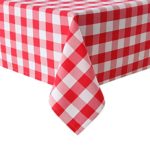 Homedocr Red and White Checkered Tablecloth Rectangle – Stain Resistant, Waterproof and Washable Plaid Table Cloth for Picnic, Holiday Dinner and Kitchen, 60 x 120 Inch