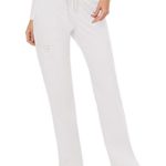 Cherokee Women’s Mid Rise Moderate Flare Drawstring Pant, White, Small