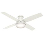 Hunter Indoor Low Profile Ceiling Fan with light and remote control – Dempsey 52 inch, White, 59242