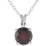 Sterling Silver 8mm Round Gemstone Pendant Necklace, 18″