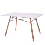 shamoluotuo Modern Dining Table Coffee Table Compact Rectangular Desk Leisure Wooden Tea Table Office Conference Pedestal Desk for Bedroom, Kitchen,47.2″L x 27.6″W x 28.3″H (White)