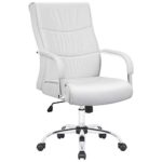 Furmax High Back Office Desk Chair Conference Leather Executive with Padded Armrests,Adjustable Ergonomic Swivel Task Chair with Lumbar Support (White)