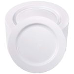 BUCLA 100PCS White Plastic Plates-10.25inch Disposable Dinner Plates-Premium Party&Wedding Plates