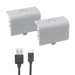 Xbox one Battery Pack White 800mAH (2-Pack) Rechargeable NI-MH for Xbox One S / Xbox One X / Xbox One Elite Wire