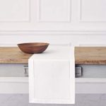 Solino Home Hemstitch Cotton Linen Table Runner – 14 x 72 Inch, Natural Fabric Machine Washable Table Runner – White