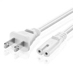 TNP Universal 2 Prong Power Cord (15 Feet) – NEMA 1-15P to IEC320 C7 18AWG Figure 8 Shotgun Connector AC Power Supply Cable Wire Socket Plug Jack (White) Compatible with Apple TV, PS4, LED HDTV