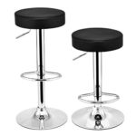 shamolutuo Bar Stools Set of 2 Bar Stool Leather Fabric Upholstered Pub Height Bar Stool Chair for Indoor-Outdoor Kitchen Restaurants Entertainment Rooms Offices Cafes Beauty Salons (Black)