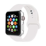 IYOU Sport Band Compatible with Watch Band 38MM 42MM 40MM 44MM, Soft Silicone Replacement Sport Strap Compatible with 2018 Watch Series 4/3/2/1 (White,38MM, S/M)