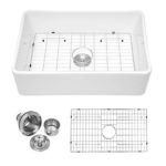 Logmey 30″ Farmhouse Fireclay Single Bowl Kitchen Sink White Porcelain Vitreous Kitchen Sink