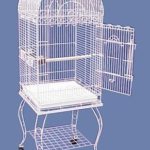 Hana Hut Dometop Bird Cage with Stand – 20″ X 20″ X 59″ – 1/2″ Bar Spacing – White