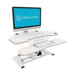 VersaDesk Power Pro Corner – 36″ Electric Height-Adjustable Standing Desk – Sit to Stand Desktop with Keyboard and Mouse Tray – All White