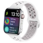 IDON Compatible for Apple Watch Band 42MM 44MM, Soft Breathable Silicone Sport Band Replacement Wristband Compatible for iWatch Apple Watch Series 4/3/2/1 Nike+, 42MM/44MM S/M (White/Lavender)