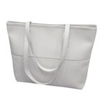 DreamedU Leather Tote Bag for Women Shoulder Bag Large Teacher Laptop Utility Waterproof Travel Summer for Girls Ladies (White)