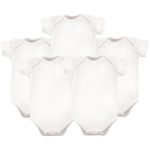 Hudson Baby Unisex Baby Cotton Bodysuits, White 5 Pack, 9-12 Months (12M)