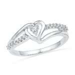 D-GOLD Sterling Silver White Round Diamond Fashion Ring (1/10 CTTW)