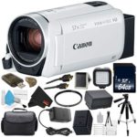 Canon VIXIA HF R800 Full HD Camcorder (White) Bundle with 64GB Memory Card + More