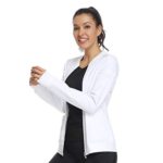 Zip Scrub Jacket for Women Solid Warm-Up Jacket White