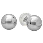Dazzlingrock Collection 10k Ball 6mm Stud Earrings with Silicone covered Gold Pushbacks, White Gold