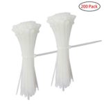 Cable Zip Ties Nylon Self Locking Wire Tie 4 inch 200 Pieces White