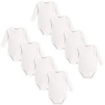 Touched by Nature Unisex Baby Organic Cotton Bodysuits, White Long Sleeve 8 Pack, 18-24 Months (24M)