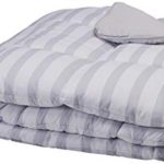 Linenspa All-Season Reversible Down Alternative Quilted Comforter – Hypoallergenic – Plush Microfiber Fill – Machine Washable – Duvet Insert or Stand-Alone Comforter – Grey/White Stripe – Twin XL