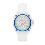 Michael Kors Women’s Wren Stainless Steel Quartz Watch with Silicone Strap, White, 20 (Model: MK6679)