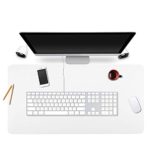 BUBM Desk Pad Protector 35″ x 18″, PU Leather Desk Mat Blotters Organizer with Comfortable Writing Surface(White)