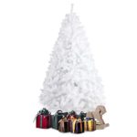 Besthls 7 FT Hinged Artificial Christmas Pine Tree Holiday Decoration with Metal Stand and 1000 Branch Tips,White