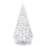 Goplus Artificial Christmas Tree Xmas Pine Tree with Solid Metal Legs Perfect for Indoor and Outdoor Holiday Decoration (White, 8 FT)