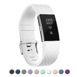 POY Replacement Bands Compatible for Fitbit Charge 2, Special Edition Adjustable Sport Wristbands, Small White