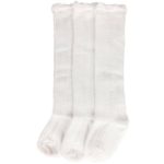 Jastore 5 Pairs/3 Pairs Unisex Baby Girl Boy Lace Stocking Knit Knee High Cotton Socks (3-5 Years, White-3 Pairs)