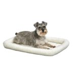 30L-Inch White Fleece Dog Bed or Cat Bed w/ Comfortable Bolster | Ideal for Medium Dog Breeds & Fits a 30-Inch Dog Crate | Easy Maintenance Machine Wash & Dry | 1-Year Warranty