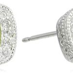 Sterling Silver Cushion Cut Birthstone and Created White Sapphire Halo Stud Earrings