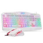 Redragon S101 Wired Gaming Keyboard and Mouse Combo, LED RGB Backlit Gaming Keyboard with Multimedia Keys, Wrist Rest, Plus RGB Backlit Gaming Mouse with 3200 DPI for Windows PC Gamers – (White)