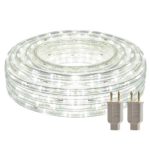 50ft LED Round Rope Lights with Waterproof 540 LEDs Strip Lights 6500K Daylight White with 110V Two UL Certified Power Supply Cuttable Linkable String Lights with Connector and Accessory Pack