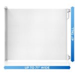Perma Indoor/Outdoor Retractable Baby Gate 41″ Tall, Extends to 71″ Wide, White