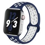 OriBear Compatible for Apple Watch Band 40mm 38mm, Breathable Sporty for iWatch Bands Series 5/4/3/2/1, Watch Nike+, Various Styles and Colors for Women and Men(S/M,Blue-White)